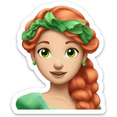 aurora disney princess with red hair green eyes sticker