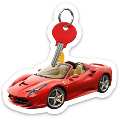 red Ferrari key with a yellow background sticker