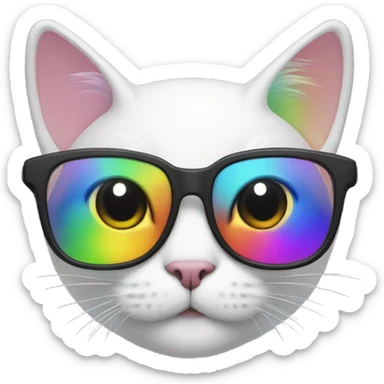 Rainbow cat with glasses sticker
