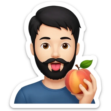 Black hair Man red beard licking peach sticker