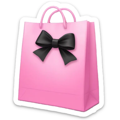 pink shopping bag with black bow sticker