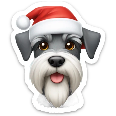 Schnauzer wearing Santa hat sticker