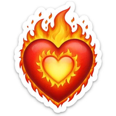 red heart in fire sticker