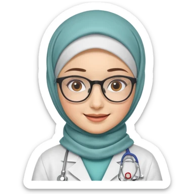 doctor girl with glasses with hijab sticker