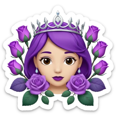 Purple rose with silver tiara and a purple emblem leaf wreath sticker