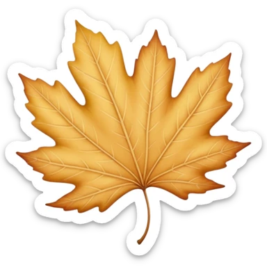 pastel warm autumn leaf in beige and golden tones, soft shadows, light grain texture, no background, cozy and delicate atmosphere sticker