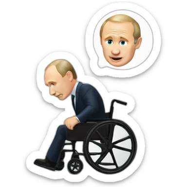 putin broken wheelchair on steps sticker