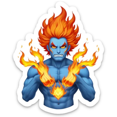 Hades blue god with flaming hair sticker