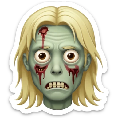 zombie guy with tired eyes and long blond hair  sticker