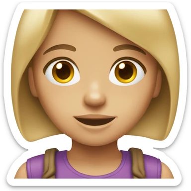Girl with dirty blonde hair and hazel eyes holding a toy  sticker