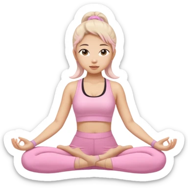 asian yoga girl light pink clothes  sticker