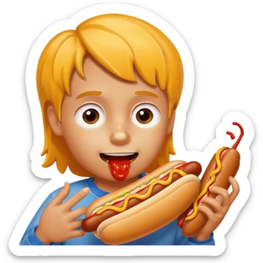 hotdog eating kid sticker