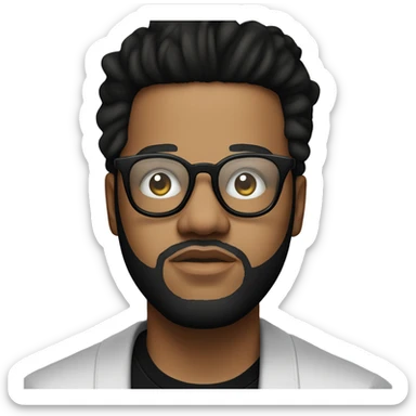 the weeknd in a black t-shirt, with a relaxed face and Apple Vision Pro glasses over his eyes sticker