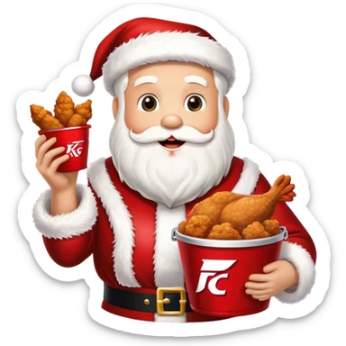 santa holding a bucket of "KFC" chicken sticker