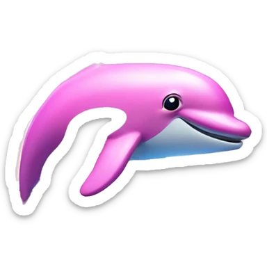 Pink dolphins with unicorn horns jumping out of the water with a sunset and rainbow in the backround  sticker