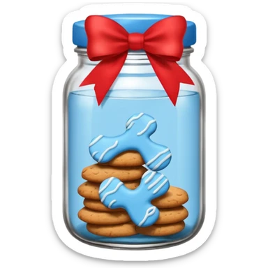 Blue Ginger biscuits in a jar with a bow sticker