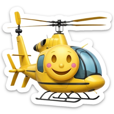 smileys jaune faisant chut avec ses doigts portant une casquete helicoptère sticker