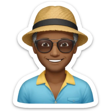 Black man salt n pepper hair smiling with blonde in love on beach make his hair black sticker