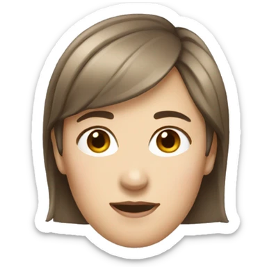 iOS woman with short and brown hair, emoji, androgynous sticker