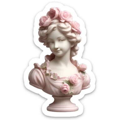 vintage rococo light pink dainty floral statue sticker