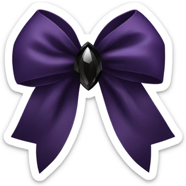 Dark purple bow with dark black gem on the bow middle goth bow sticker