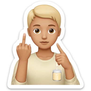 lotion with pointing figer sticker