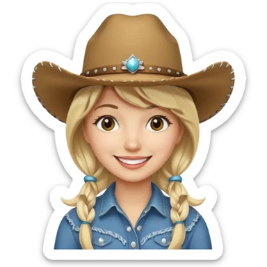 cowgirl with really cool cowgirl hat smiling sticker