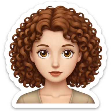 white women with brown curly hair sticker