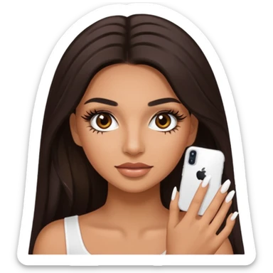 Baddie Latina emoji with fake lashes and white nails sticker
