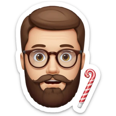 spectacled guy with beard made out of candy sticker