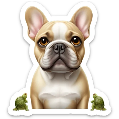 French bulldog with turtle on head sticker