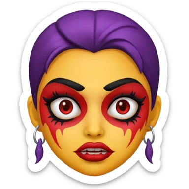 baddie emoji with freaky makeup, bold expression sticker