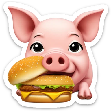Pig eating burger sticker