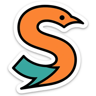 stylized S letter resembling a swift bird, modern logo, white background sticker