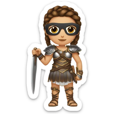 Girl gladiator with French braids, brown hair and sunglasses sticker
