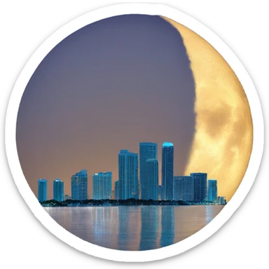 Blue moon arising over Miami sticker