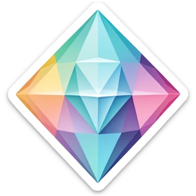 A sleek diamond logo with a black outline, set against a pastel gradient in four different colors. Smaller diamonds surround it, forming a larger diamond pattern. Playful yet polished, perfect for branding or digital media. sticker