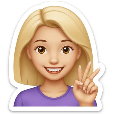 girl who bites the tip of her finger and smiles sticker