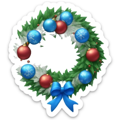 blue Christmas wreath sticker