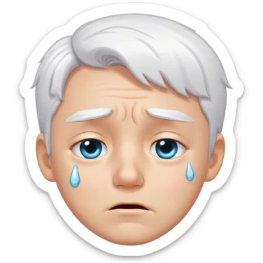 realistic portrait of white-haired boy crying  sticker