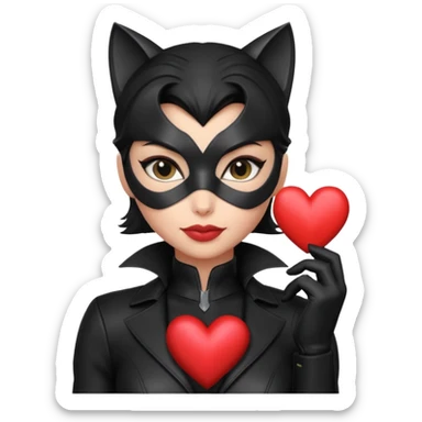Catwoman emoji with heart sticker