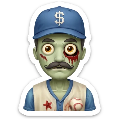 zombie with baseball hat and mustache sticker