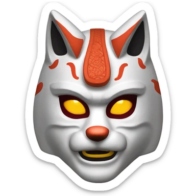 japanese kitsune traditional warrior mask sticker