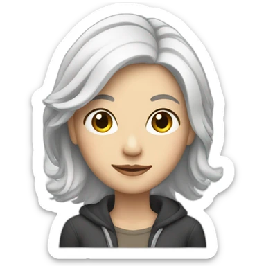 white woman with white hair leaning on her left knee  sticker