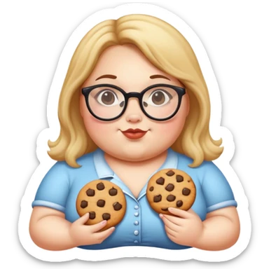 A fat girl with glasses with a cookie in hand sticker