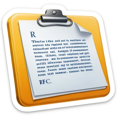 Requests for Comments with "RFC" letters on it sticker