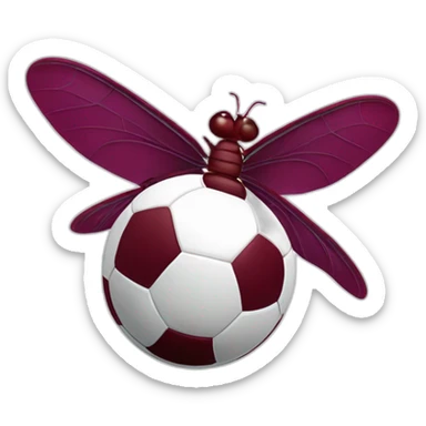 a maroon cartoon dragonfly playing soccer sticker