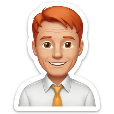 cheerful senior white male, athletic build, receding red hair, professional and friendly, in a collared shirt sticker