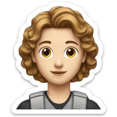 a white student with brown hair with hairstyle French crop sticker