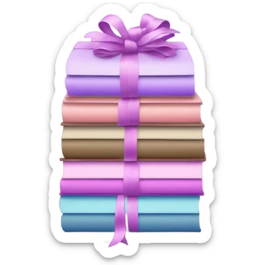 light purple Books stacked up and tied together by a pink bow sticker